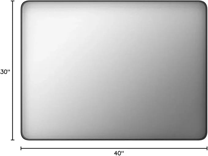 JISOSO Black Bathroom Mirror 40X30 Inch, Black Metal Framed Mirror for Wall, Rounded Rectangle Matte Bathroom Vanity Mirror with Tempered Glass, Anti-Rust, Horizontal/Vertical - ModernBath