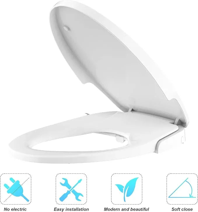 Bidet Seat Elongated with Dual Nozzle, Non Electric Bidet Attachment for Toilet, Adjustable Water Pressure Wash for Personal Care and Bathroom Upgrade, Easy DIY Install PP Toilet Seat - ModernBath