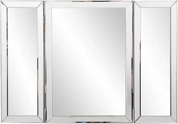 Howard Elliott Tripoli Trifold Vanity Mirror 3 Way TableTop Bedrooms, Bathroom, Makeup Portable Cosmetic & Makeup Mirror with Beveled Edges Tri-fold Mirror, 31 Inch x 21 Inch - ModernBath