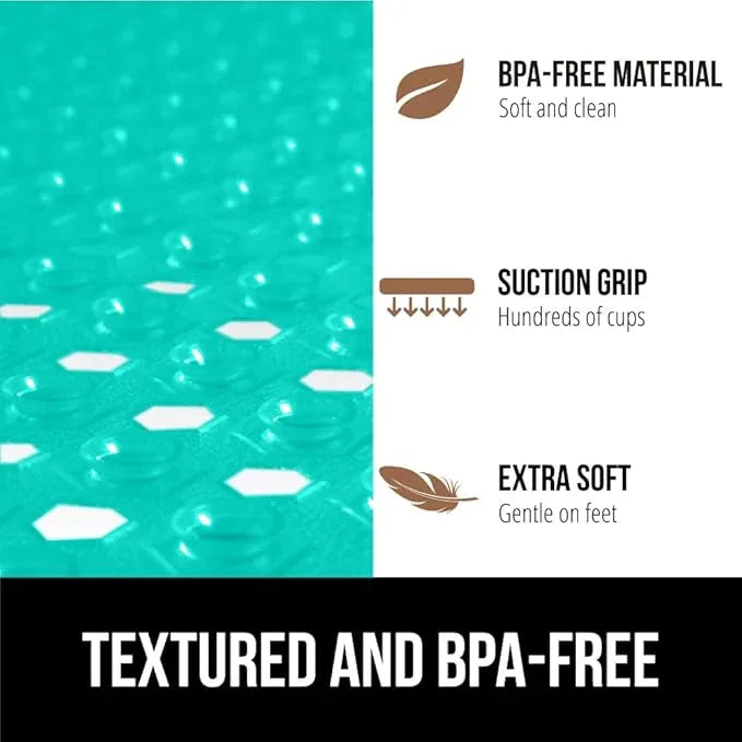 GORILLA GRIP Patented Square Shower Stall Mat, Small Bathtub Floor Mats for Stand Up Showers, Suction Cups and Drain Holes, Machine Wash, Soft on Feet, Bathroom Accessories 21x21 Inch Turquoise Opaque - ModernBath