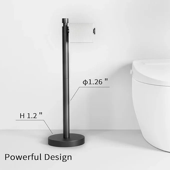 YUMORE Toilet Paper Holder Stand Freestanding, Weighted and Sturdy Matte Black Stainless Steel Design with Non-Slip Cap, Rustproof Tissue Roll Holder for Modern Bathroom, RV - ModernBath
