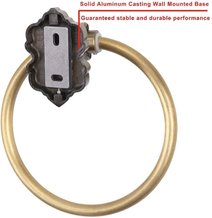 SDH Bathroom Towel Ring - Vintage Style Antique Brass Towel Hanger - Wall Mount Kitchen & Bathroom Hand Towel Holder - Pack of 1 Heavy Duty Decorative Aluminum Hanging Ring for Bathroom Towel Storage - ModernBath
