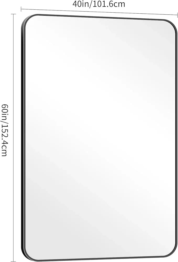 DESBING 60" x 40"Bathroom Mirror, Matte Black Wall Mirror with Metal Frame, Decorative Rectangular Vanity Mirror for Bedroom Bathroom Living Room Entryway (Horizontal/Vertical) - ModernBath