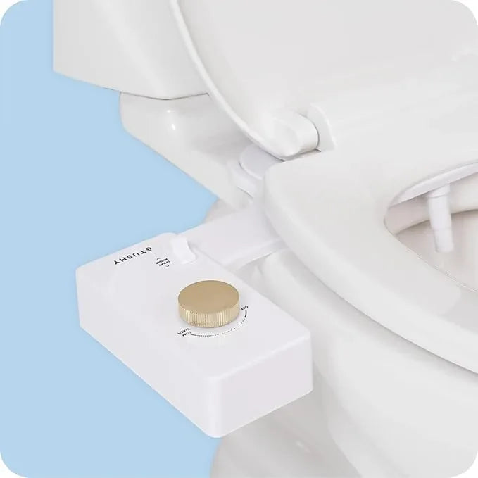 TUSHY Classic 3.0 Bidet Toilet Seat Attachment - A Non-Electric Self Cleaning Water Sprayer with Adjustable Water Pressure Nozzle, Angle Control & Easy Home Installation (White/Gold) - ModernBath
