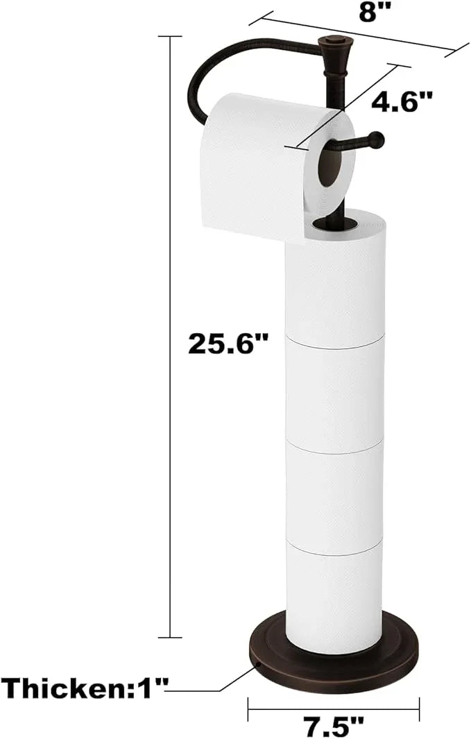 Toilet Paper Holder Free Standing, 25” H Stainless Steel Oil Rubbed Bronze Toilet Paper Stand, Weighted Base Floor Tissue Roll Holder for Bathroom,Toilet Roll Stand - ModernBath