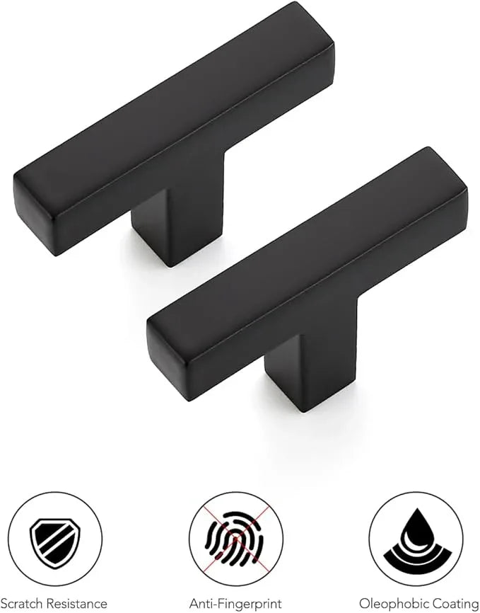 Ravinte 10 Pack Solid Square Bar Handles and Pulls - Black Matte Kitchen Cabinet Hardware - ModernBath