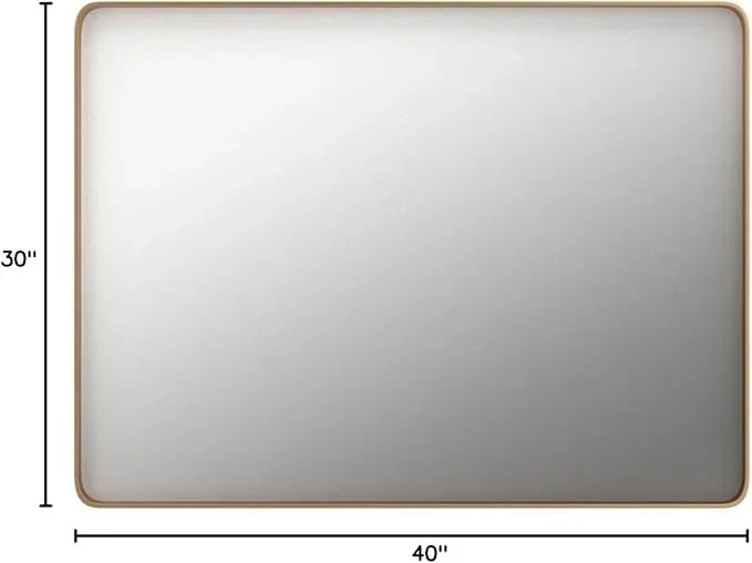 LOAAO 40”X30” Gold Bathroom Mirror, Rounded Rectangle Gold Frame Mirror, Brushed Gold Bathroom Vanity Mirror Wall-Mounted, Anti-Rust, Tempered Glass, Hangs Horizontally or Vertically - ModernBath