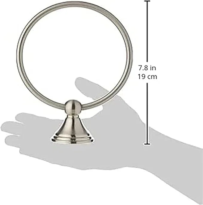 Amazon Basics Round AB-BR807-SN Modern Towel Ring, 6.3-inch Diameter, Satin Nickel - ModernBath