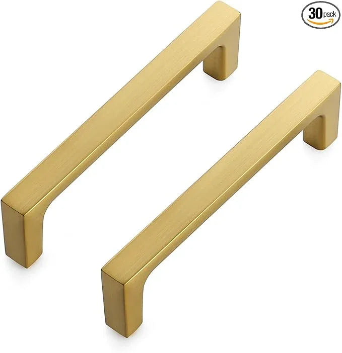 Ravinte 30 Pack Solid 3-3/4 Inch Kitchen Square Cabinet Handles Brushed Brass Drawer Pulls Kitchen Cabinet Hardware Handles - ModernBath