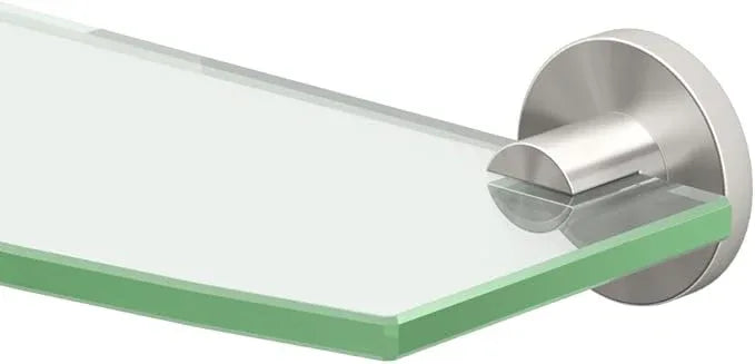 Gatco 4696 Channel Glass Shelf, Satin Nickel/Wall Mounted 20.13" x 5.25" Tempered/Floating Rectangle Glass Shelf for Bathroom - ModernBath