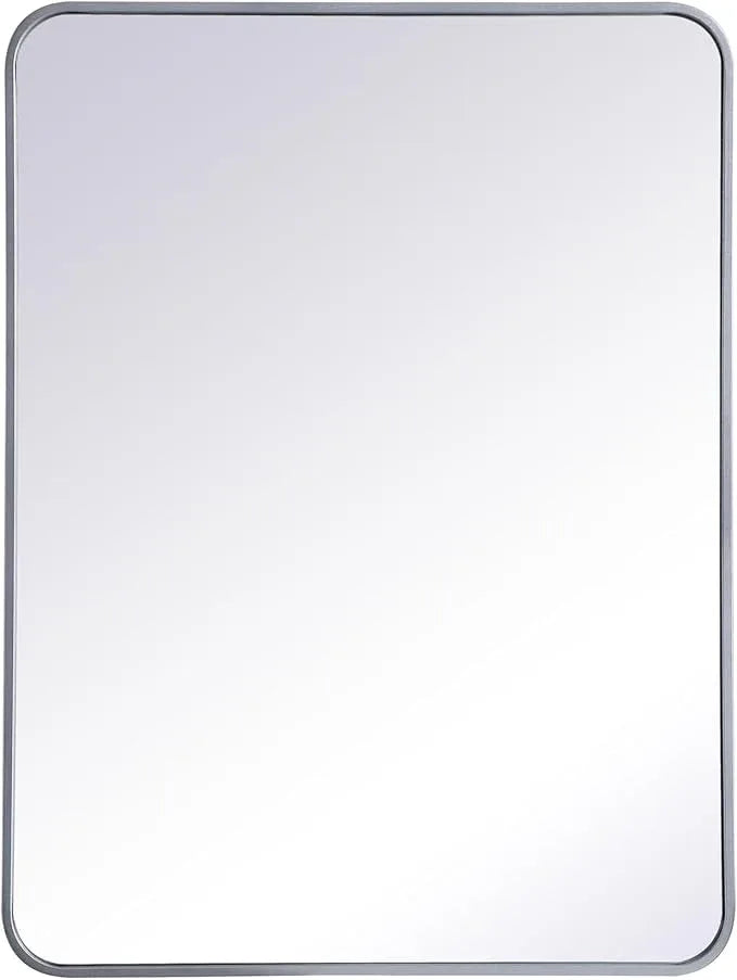 ARS Concepts Aura, Soft Corner Metal Rectangular Mirror 27X36 Inch in, Modern, Silver - ModernBath