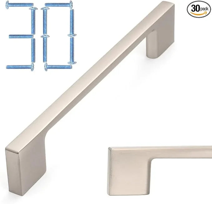 KOOFIZO 30 Pack 5 Inch Brushed Nickel Kitchen Cabinet Pulls Stain Nickel Cabinet Handles Silver Cabinet Hardware for Kitchen Cabinets Drawer P01 Dresser Cupboard Bedroom Bathroom - ModernBath