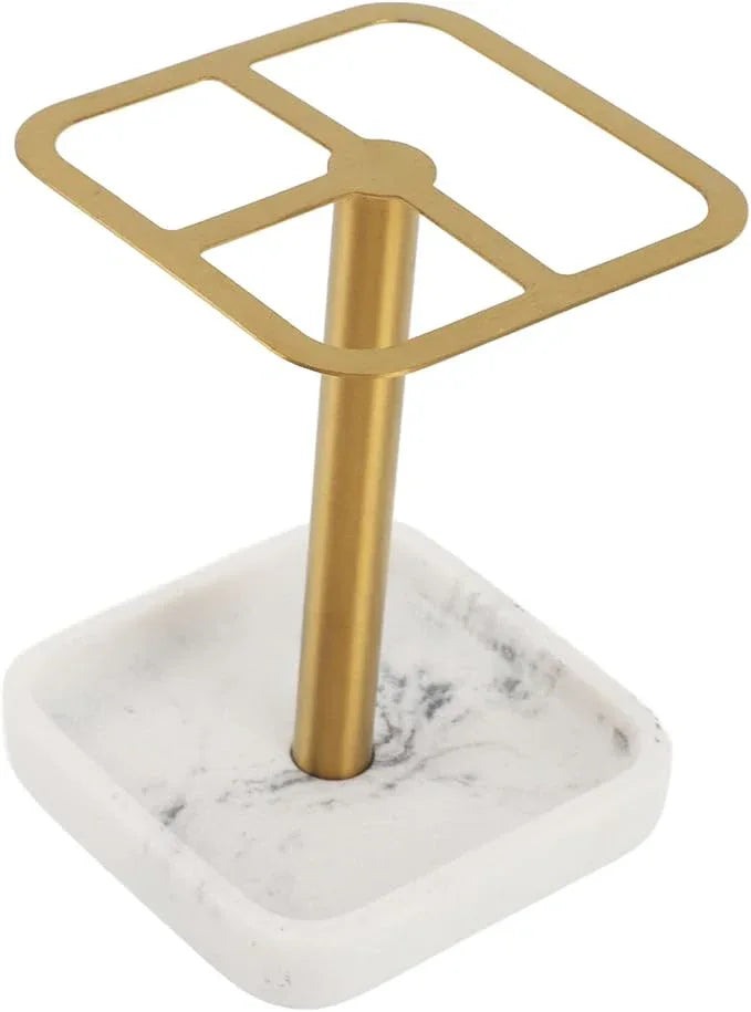 Fayelume Gold Toothbrush Holder, Stainless Steel Toothbrush Holder, Toothpaste Dispenser, 3 Slots, Space Saving, for Bathroom, Countertops - ModernBath