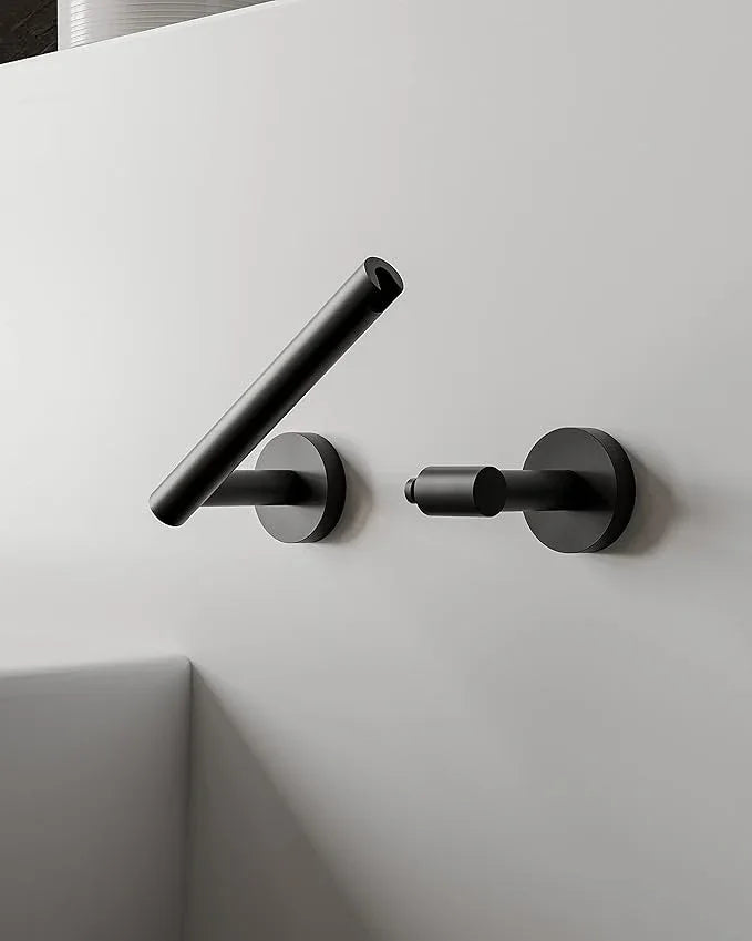 Ruacq Toilet Paper Holder Matte Black Double Post Pivoting Round Tissue Holders Roll Holder Hangers Toilet Paper Holders SUS 304 Stainless Steel Modern Wall Mounted - ModernBath