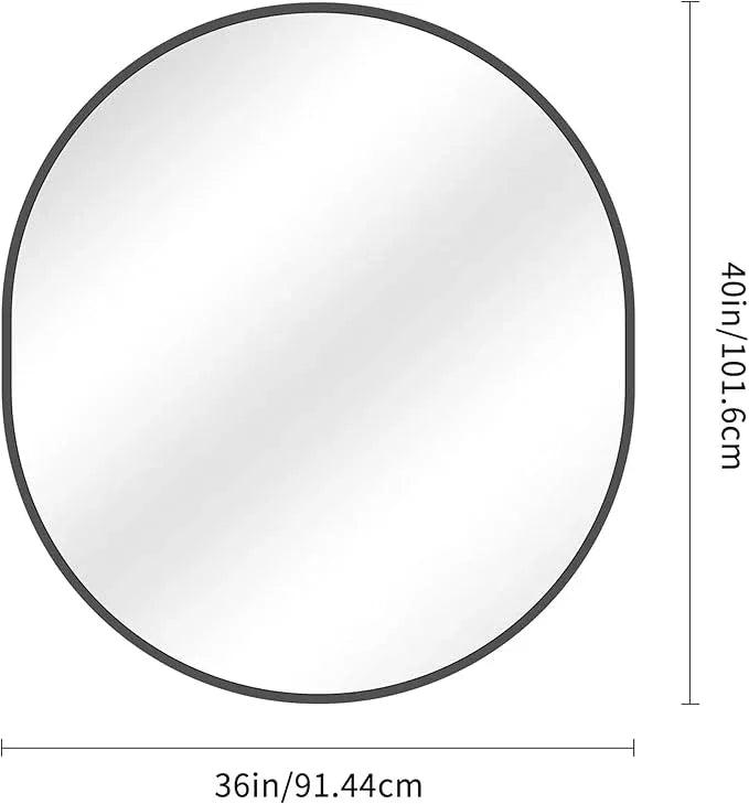 Bathroom Mirrors, 36" x40" Black Mirrors, Oval Vanity Mirrors, Metal Framed Wall Mounted Mirrors, Vertical/Horizontal Mirror for Bathroom Bedroom Entryway Living Room - ModernBath