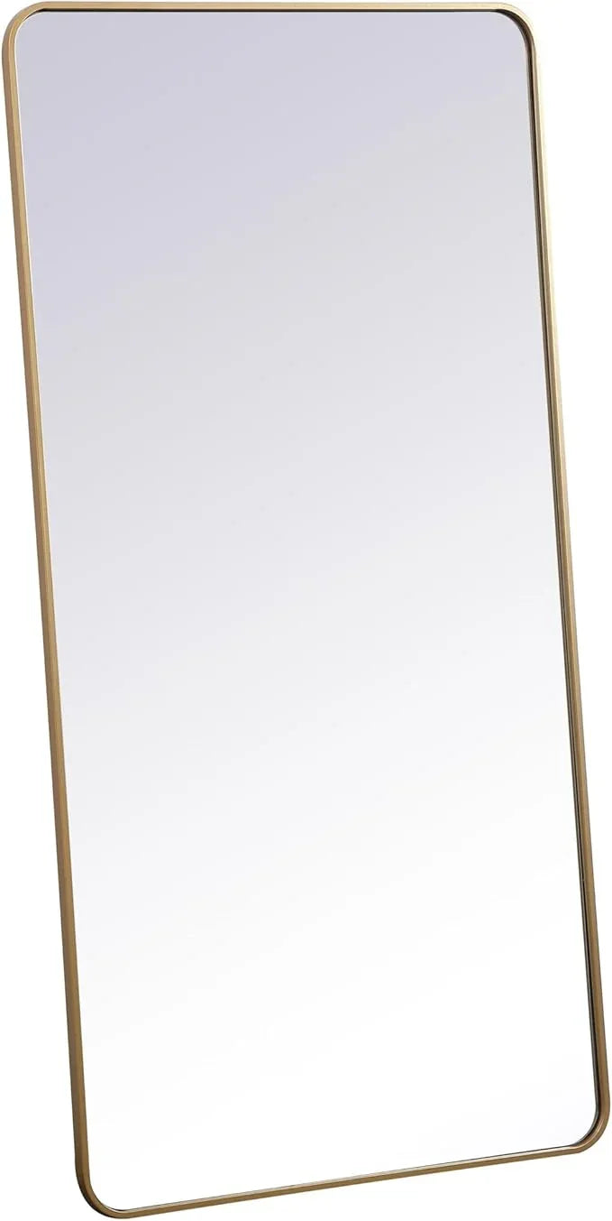 ARS Concepts Aura, Soft Corner Metal Rectangular Mirror 30X60 Inch in, Modern, Brass - ModernBath