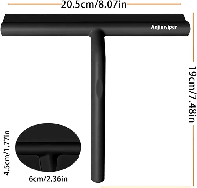 Anjinwiper All-Purpose Shower Squeegee for Glass Doors, Shower Door Squeegee with Hook, Silicone Squeegee for Bathroom, Shower Doors, Mirrors, Tiles(Black) - ModernBath