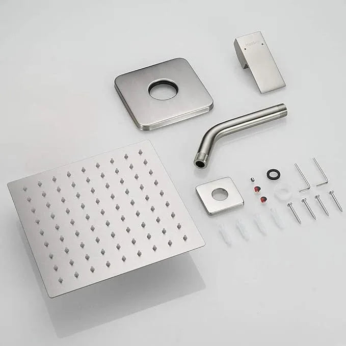 Heable Shower Faucet Set Brushed Nickel, Bathroom Rainfall Shower System with Stainless Steel Metal Shower Head, Single Function Shower Trim Kit with Rough-in Valve - ModernBath