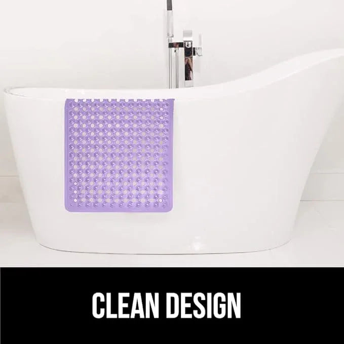 GORILLA GRIP Patented Bath Tub Shower Mat, Machine Washable Bathtub Floor Liner Mats, Suction Cups and Drain Holes to Keep Tubs Clean, Soft on Feet, Bathroom Essentials, 35x16 Inch, Purple Opaque - ModernBath
