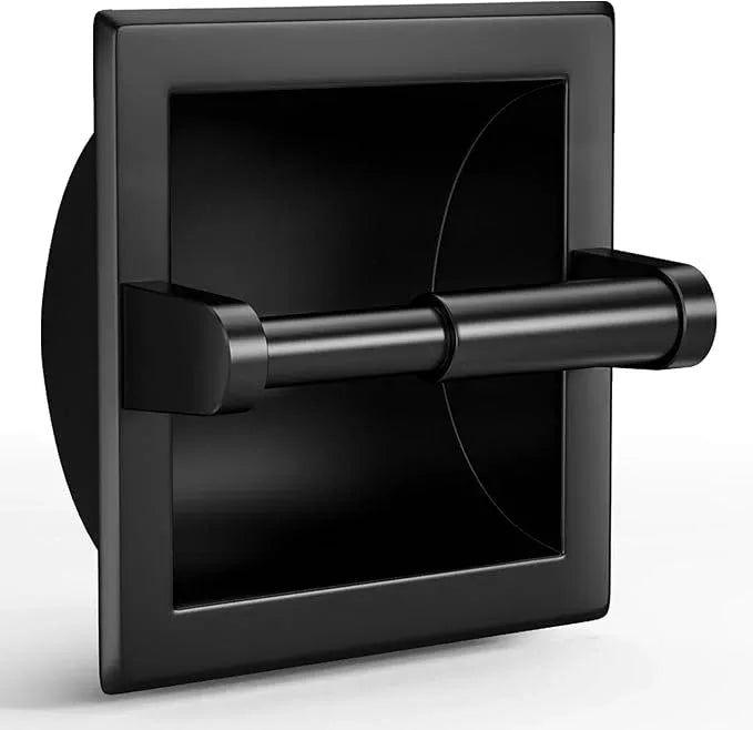 Matte Black Recessed Toilet Paper Holder/Tissue Paper Holder Stainless Steel Toilet Paper Holder in Wall for Bathroom Accessories Rear Mounting Bracket Included - ModernBath