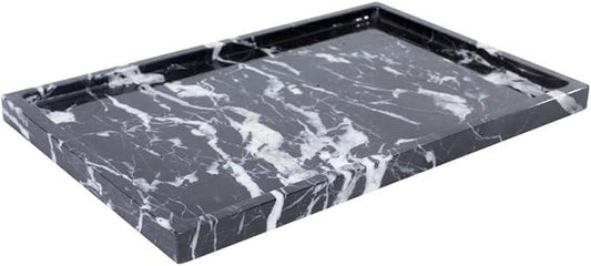 100% Natural Marble Serving Tray Luxury Marble Storage Tray for Home Decor Stone Tray for Bathroom/Kitchen/Vanity/Dresser,Plate Holder for Tissues, Candles, Towel - ModernBath