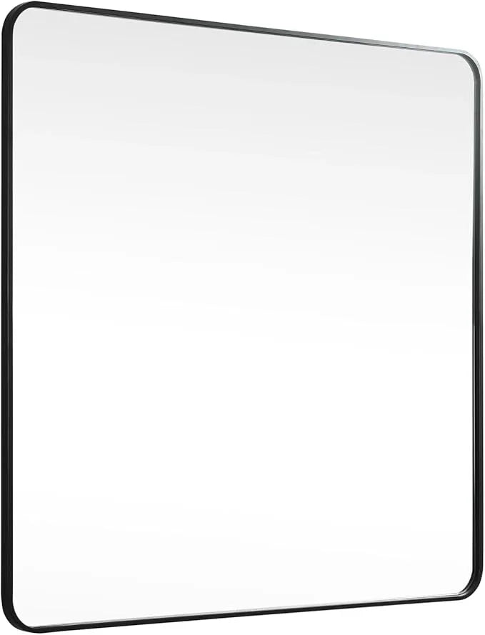 ARS Concepts Aura, Soft Corner Metal Square Mirror 42X42 Inch in, Modern, Black - ModernBath