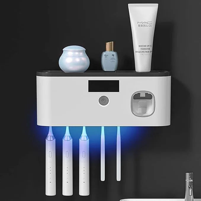 Toothbrush Holders for Bathrooms, Toothbrush Sanitizer Holder for Kids and Adult, Electric Toothbrush Holders Wall Mounted with Toothpaste Dispenser - ModernBath