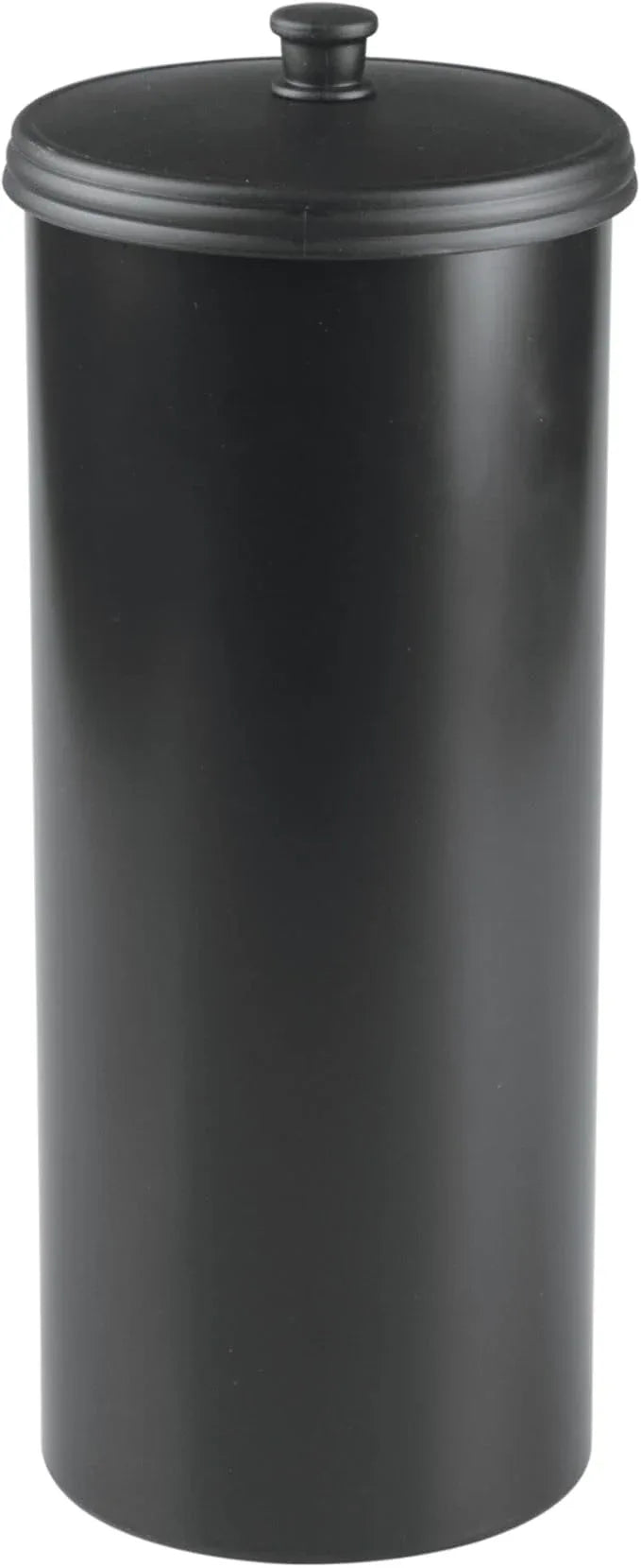 iDesign Freestanding Bathroom Toilet Paper Storage Holder with Lid for 3 Extra Rolls, Matte Black - ModernBath
