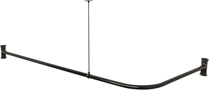 Artiwell L Shaped Shower Curtain Rod, Bathroom Bathtub Corner Adjustable Shower Curtain Rod with Ceiling Support (OIL RUBBED BRONZE) - ModernBath