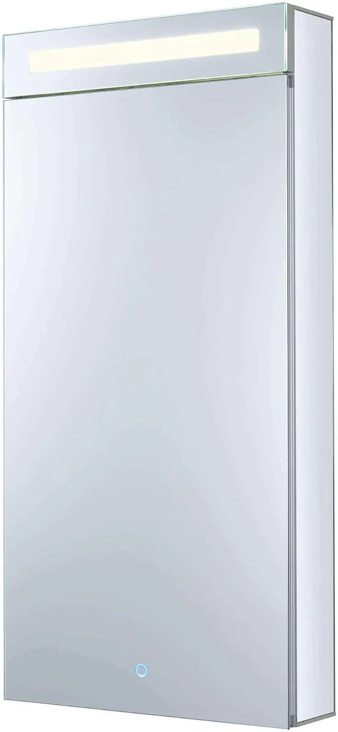Fine Fixtures Bathroom Medicine Cabinet, Aluminum, Recessed/Surface Mount, Mirrored Interior w/LED (20 x 40 Left) - ModernBath