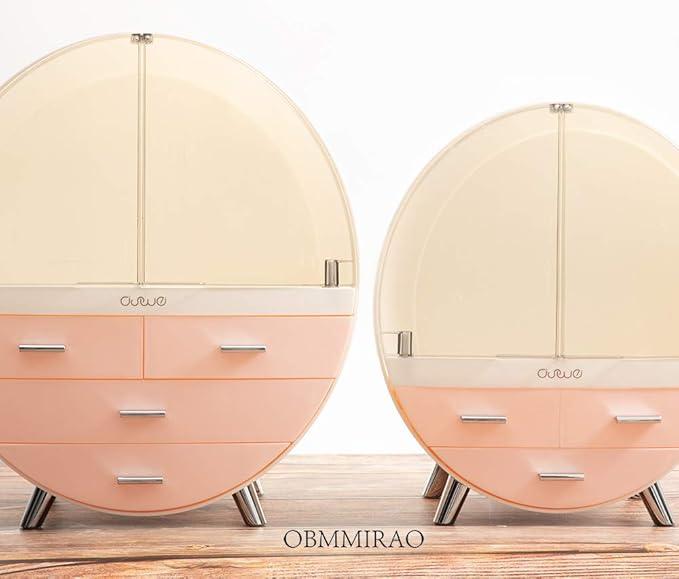 OBMMIRAO Elegant Dustproof Makeup Storage Organizer Box, Waterproof Medium Cosmetics Organizer Storage with Drawers Skincare Cosmetic Display Cases for Countertop Bathroom Dresser Dedroom - ModernBath