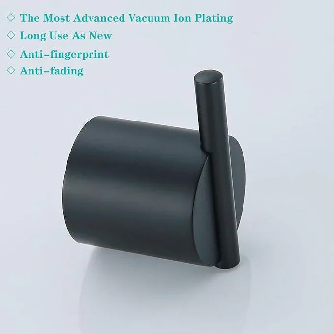RANDOM Matte Black Towel Hooks 2 Pack 304 Stainless Steel Towel Rack Robe Hook for Bathroom Kitchen Hardware Accessories Wall Mounted Contemporary Style 96068-8MB. - ModernBath