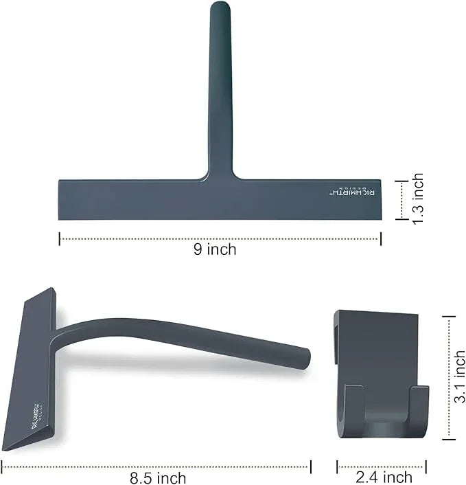 Shower Squeegee for Glass Doors, 9" Inch Width Silicone Rubber Blade Squeegee Window Cleaner Tool Squeegee for Shower Glass Doors Bathroom Mirror Car Window Tile - Gray - ModernBath