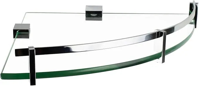 Mount-It! Glass Corner Shower Shelf for Bathroom, Wall Mounted with Chrome Rail & 8mm Tempered Glass, Durable Bathroom Organizer for Shower Essentials, 9.75 Inch Space-Saving Design - ModernBath