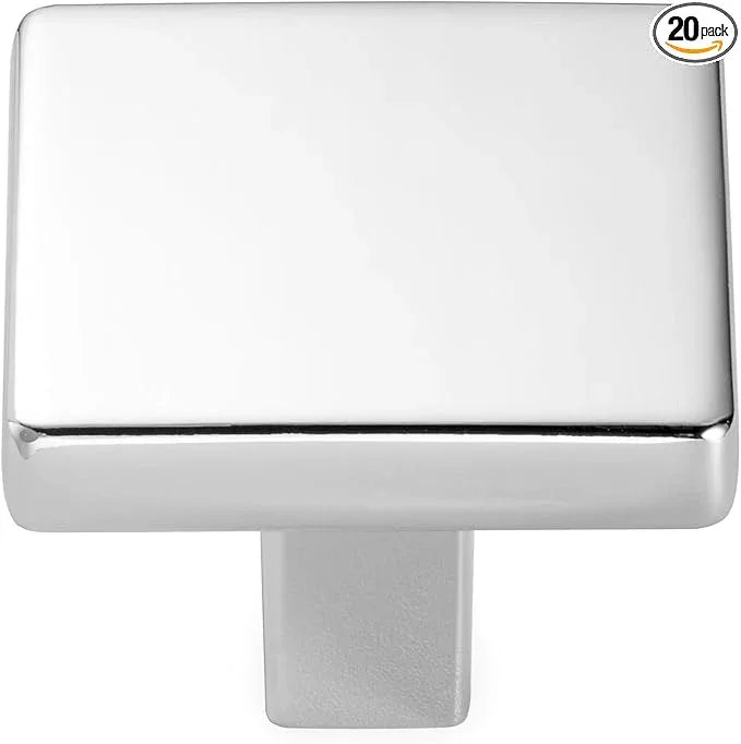 KOOFIZO 20 Pack Polished Chrome Cabinet Knobs Chrome Drawer Knobs K03 Square Single Hole Cabinet Pulls for Cabinets Drawer Dresser Cupboard Bedroom Closet Bathroom Vanity - ModernBath