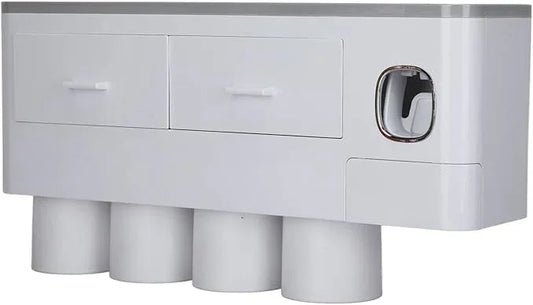 Hanging Magnetic Toothbrush Holder Set with Toothpaste Dispenser Squeezer Toiletry Drawer Holder for Bathroom - ModernBath