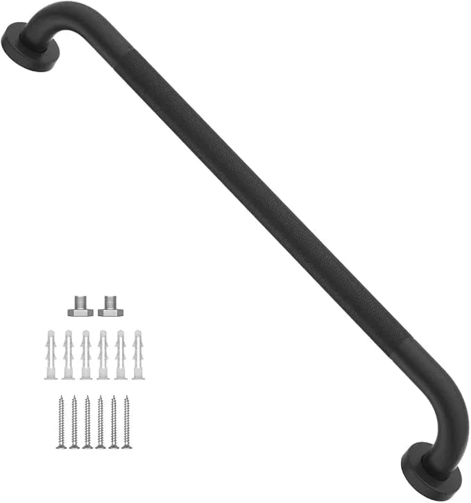 24 Inch Anti Slip Shower Grab Bar Oil Rubbed Black 1.25" Diameter,Munzong Bathroom Grab Bar, Knurled Bathroom Balance Bar,Safety Hand Rail Support Handicap Elderly Senior Assist Bath Handle - ModernBath