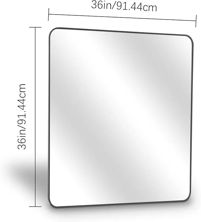 DESBING 36" x 36"Bathroom Mirror, Matte Black Wall Mirror with Metal Frame, Decorative Rectangular Vanity Mirror for Bedroom Bathroom Living Room Entryway (Horizontal/Vertical) - ModernBath