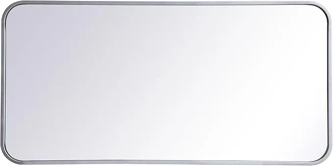 ARS Concepts Aura, Soft Corner Metal Rectangular Mirror 18X36 Inch in, Modern, Silver - ModernBath