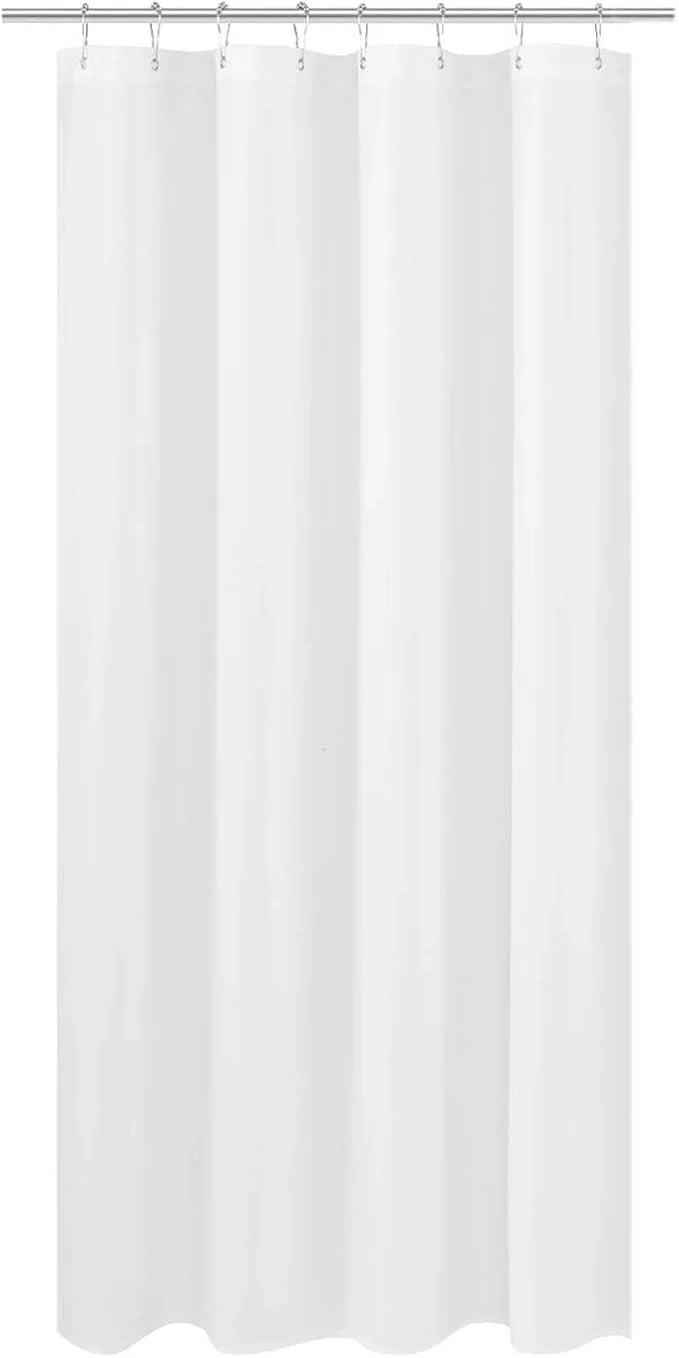 N&Y HOME RV Shower Curtain Liner Fabric 47 x 64 inches, Hotel Quality, Washable, Water Repellent, White Bathroom Curtains with Grommets, 47x64 - ModernBath