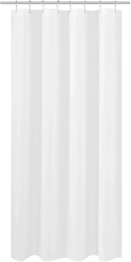 N&Y HOME RV Shower Curtain Liner Fabric 47 x 64 inches, Hotel Quality, Washable, Water Repellent, White Bathroom Curtains with Grommets, 47x64 - ModernBath