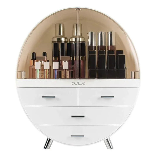 OBMMIRAO Elegant Dustproof Makeup Storage Organizer Box, Waterproof Large Cosmetics Organizer Storage with Drawers Skincare Cosmetic Display Cases for Countertop Bathroom Dresser Dedroom - ModernBath