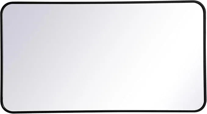 ARS Concepts Aura, Soft Corner Metal Rectangular Mirror 22X40 Inch in, Modern, Black - ModernBath