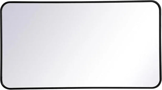 ARS Concepts Aura, Soft Corner Metal Rectangular Mirror 22X40 Inch in, Modern, Black - ModernBath