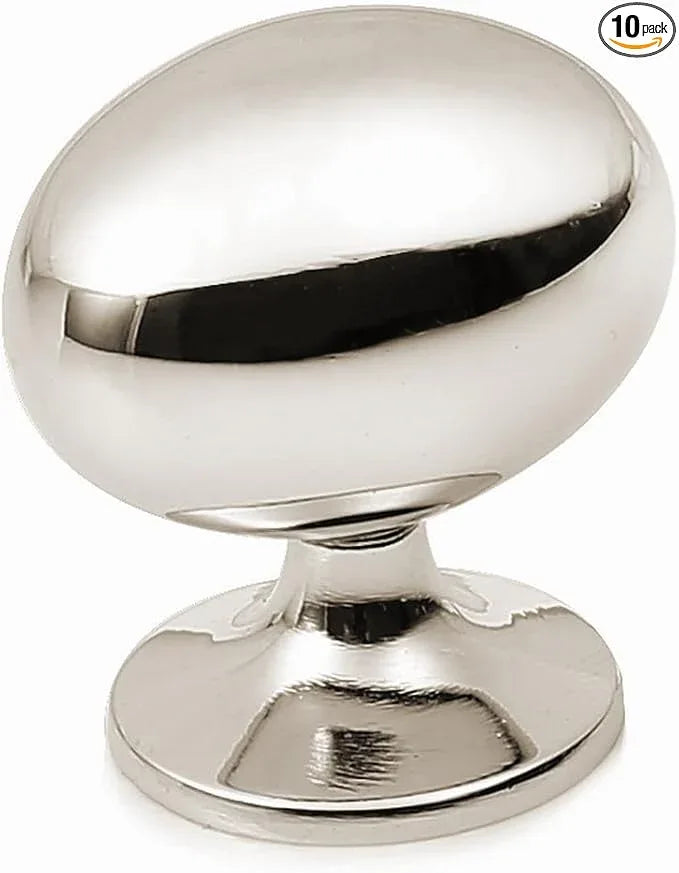 khtumeware 10 Pack 1-3/8 inch(35mm) Polished Nickel Cabinet Knobs Dresser Knobs Oval Drawer Knobs Kitchen Cabinet Hardware Zinc Knobs for Dresser Drawers. - ModernBath