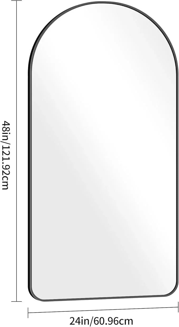 Arched Bathroom Mirror, 24"x48" Black Arched Mirror for Bathroom, Wall Mounted Mirror, Black Vanity Wall Mirror w/Metal Frame for Bedroom, Entryway, Living Room, Vertically Hanging - ModernBath