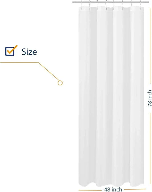 N&Y HOME Fabric Shower Curtain Liner Long Stall Size 48 x 78 inches, Hotel Quality, Washable, Water Repellent, White Bathroom Curtains with Grommets, 48x78 - ModernBath