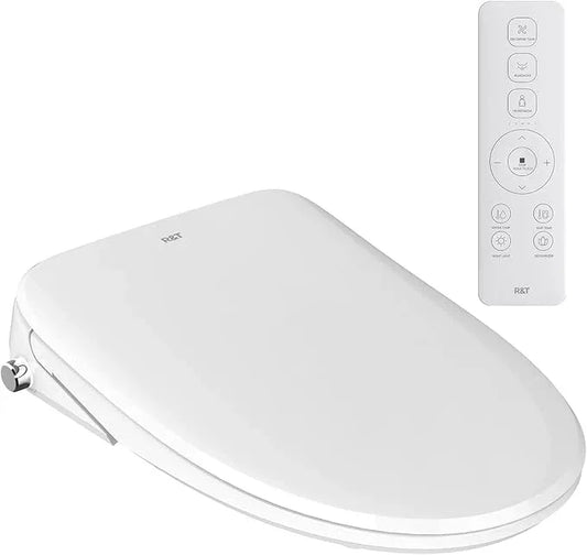 R&T V3200 Elongated Bidet Toilet Seat, Electric Bidet Seat with Adjustable Warm Water, Air Dryer, Heated Seat, Night Light, Deodorization - ModernBath