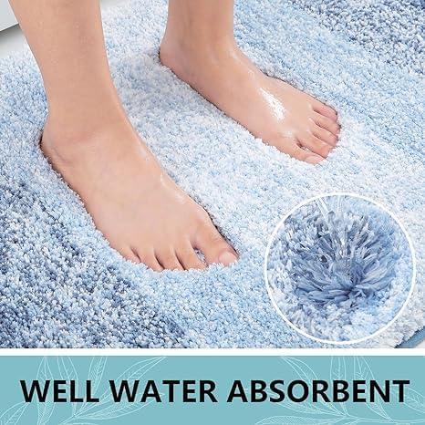 Arotive Microfiber Bathroom Rugs, Shaggy Soft and Absorbent Bath Rug, Non-Slip, Thick Plush Machine Washable Dry Bath Mats for Bathroom, Tub and Shower, 34x21, Light Blue, Rectangular - ModernBath