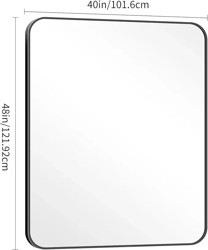 DESBING 40" x 48"Bathroom Mirror, Matte Black Wall Mirror with Metal Frame, Decorative Rectangular Vanity Mirror for Bedroom Bathroom Living Room Entryway (Horizontal/Vertical) - ModernBath